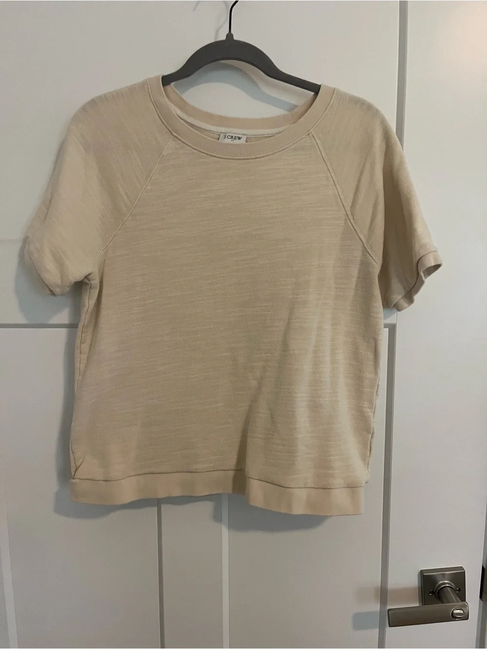 J. Crew Beige/Cream Short-Sleeve Boxy Sweatshirt